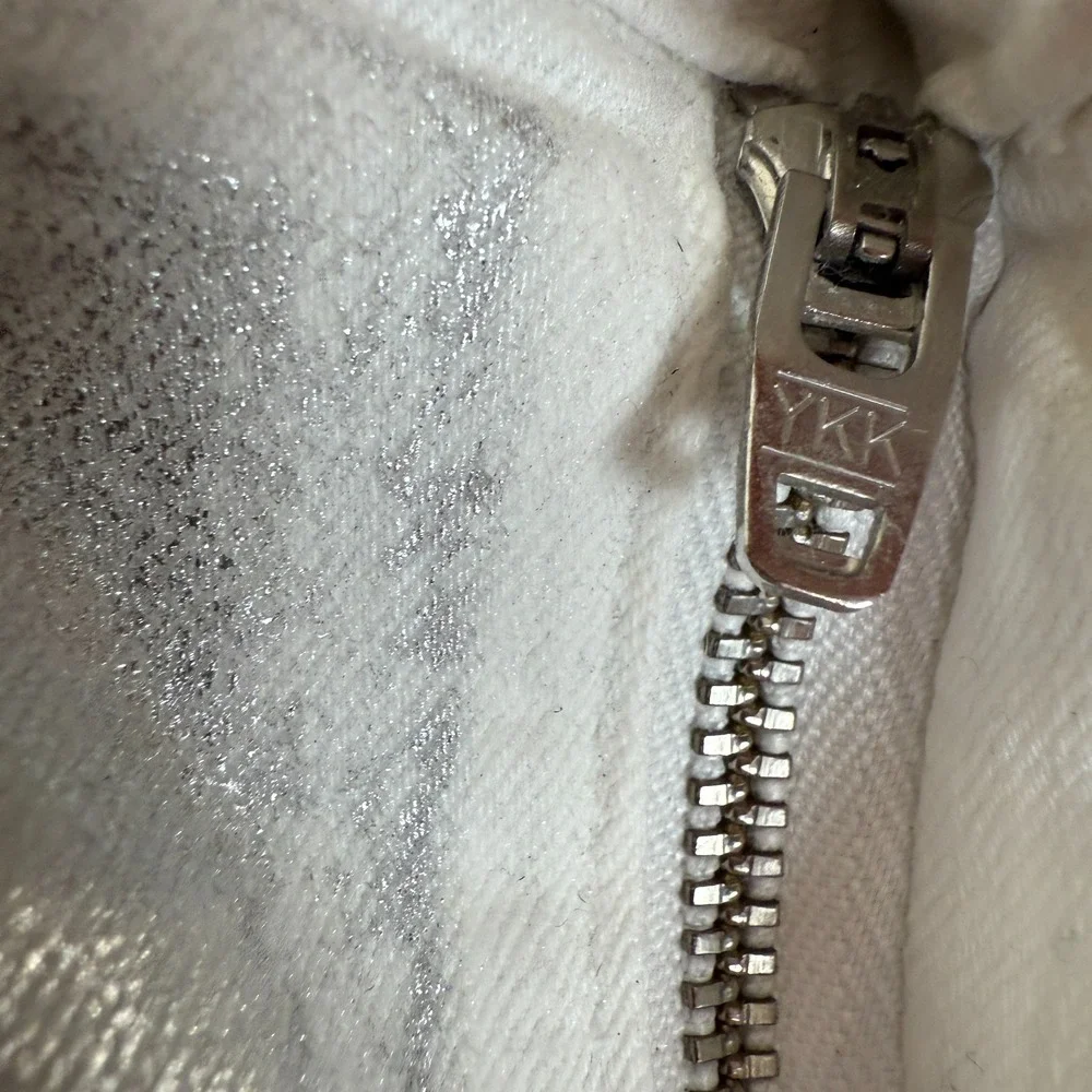 Helmut Lang Ankle Metallic Shiny‎ Glossy Coated Jeans Womens 28 Pants Silver NEW